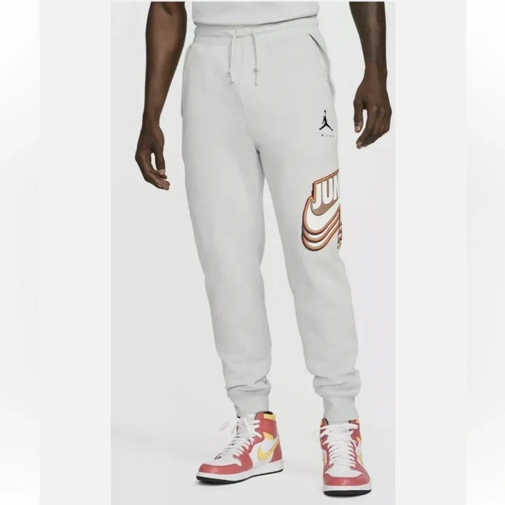 Nike Air Jordan Jump Man Bulls 91 92 93 Light Gray Sweat Pants Men Size L‎